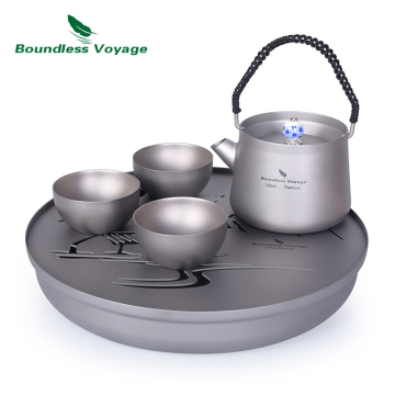 Boundless Voyage Kung Fu Tea Set with Titanium and Japanese Landscape Painting