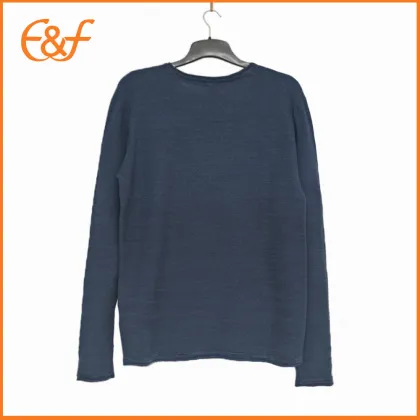 Navy Basic Pullover Long sleeves Men Jumpers