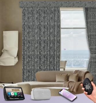 Hardwired Smart Curtains with Remote Control for Sliding Doors - Room Darkening Drapes