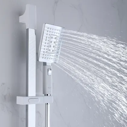 White Lacquered Wall-Mounted Bathtub Mixer