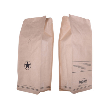 Kraft Coffee Pouch Foil Paper Flat Bottom Bag