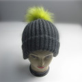 Chunky Beanie Com Big Fur Pompom