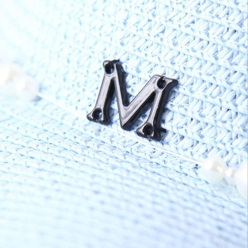 summer new M letter Flower Beads Seaeside sun hats for women summer large brimmed straw hat folding beach girls sun hats