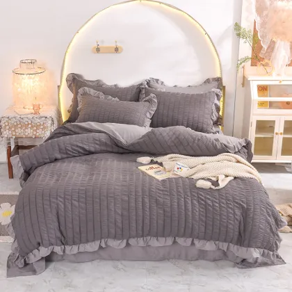Design wedding bedsheet 100% cotton seersucker bedding set