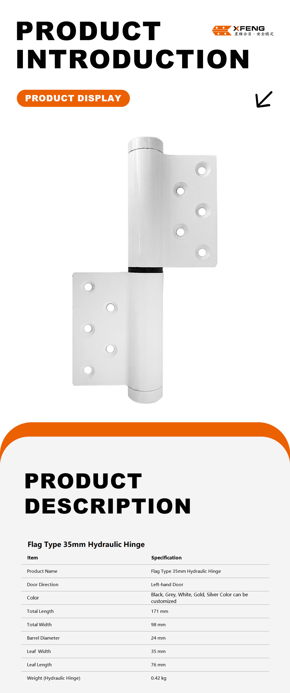 1-Flag Type 35mm Hydraulic Hinge-x