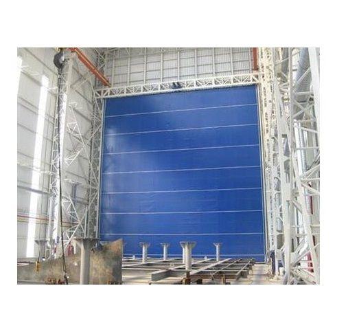 Fast action high speed rolling up hangar door