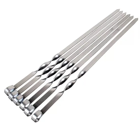 Stainless Steel Metal BBQ Skewers - Food Grade Grill Kebab Sticks (Pack of 17)