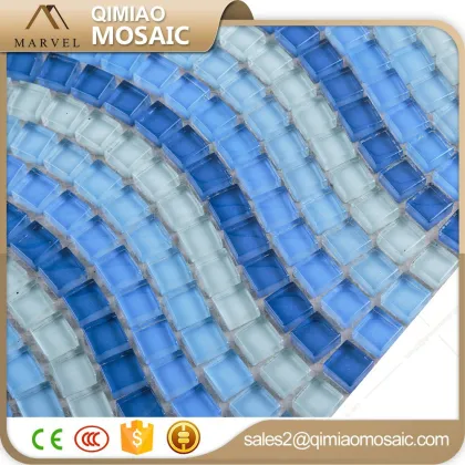 Ocean Blue Decorative Wall Mirror Wave Glass Mosaic