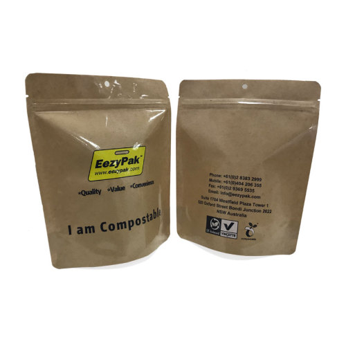 Biodegradable Zipper Stand Up Kraft Paper Coffee Beans Packaging Coffee Bag