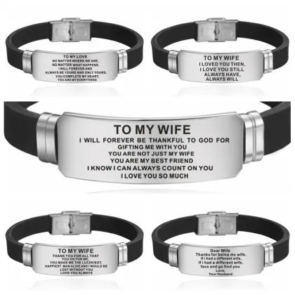 Stainless Steel Rubber Charm Bracelet: A Festive Gift for Sons, Daughters, Wives, Boyfriends, and Dads