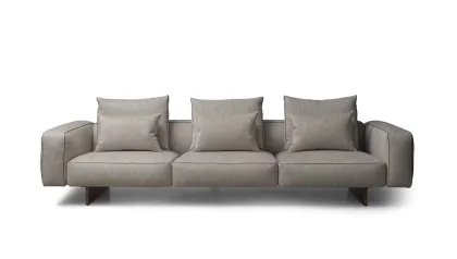 Mid-Century Modern Sofa in Neutral Grey Fabric