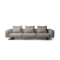 Mid-Century Modern Sofa in Neutral Grey Fabric