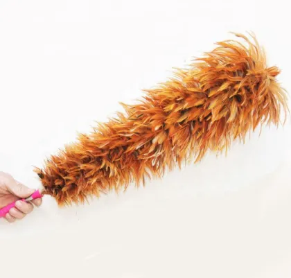 75CM Long Natural Rooster Chicken Feather Duster with Wooden Handle