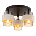 Vintage Round Ceiling Light Travertine Brass