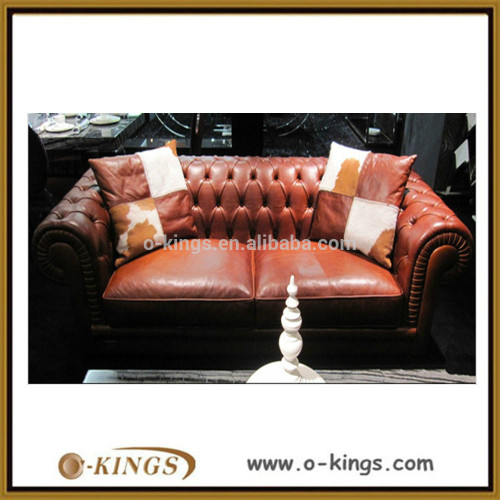 luxury modern two-seater chesterfield leather sofa