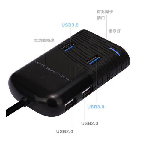6-Port USB 3.0 HUB with Ethernet Adapter