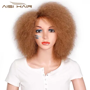 Aisi Hair Synthetic Afro Kinky Curly short Wigs 6inch Brown Color High Temperature Fiber Short Wigs For Women