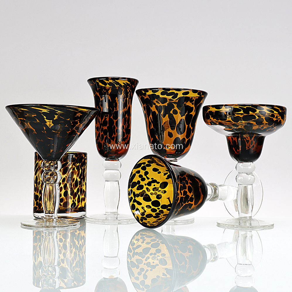 Leopard Print wine glass set Martini Wine Glass