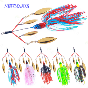 NEWMAJOR Plastic Lure Fishing Hook Multi-Piece Willow Leaf Lead Head with Anti-Suspension Whiskers