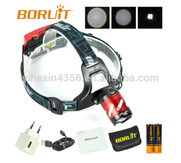 Newest Hot Sale Rechargeable Zoomable Headlight Boruit B9 Headlamp