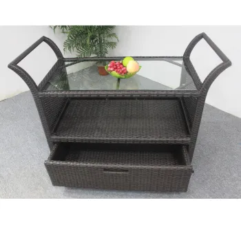 High-Quality Outdoor Aluminum Frame Wicker Food Cart