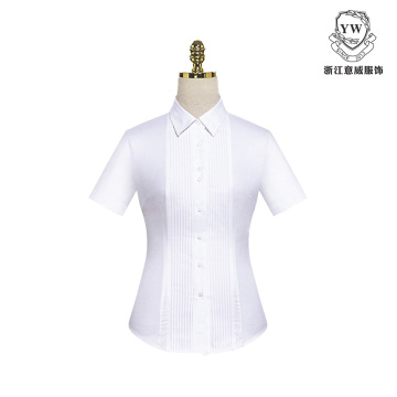 MTV-262 White Twill Women's Short Sleeve Blouse