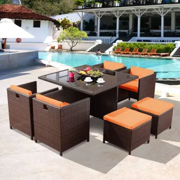 Outdoor Rattan Wicker Bistro Dining Set for Patio and Garden