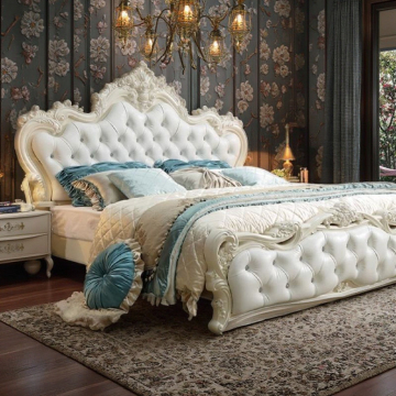 European Style Luxury Princess Furniture - Solid Wood Large Bed for Home Use