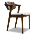 Outdoor Wood Solid Rattan Patio Dining Chair