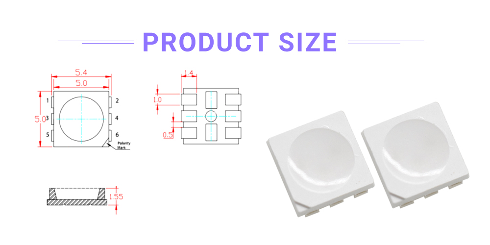 5050 SMD LED Product size