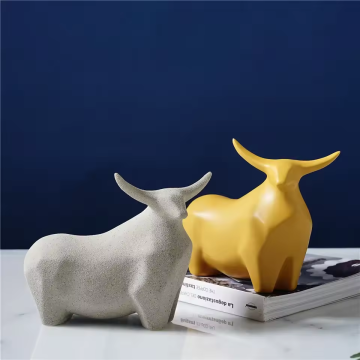 Modern Simple Porcelain Cattle Figurines for Home and Office Decor