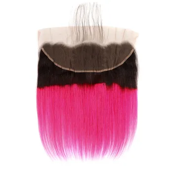 100% Unprocessed Virgin Human Hair Lace Frontal 1b Pink Ombre Color Brazilian Straight Hair 13x4 13x6 Swiss Lace Frontal Closure