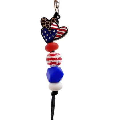 Wholesale Independence Day Silicone Bead Keychains