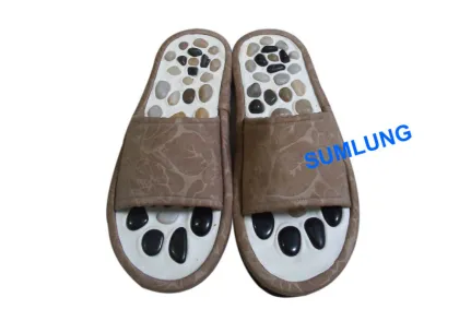 Natural Pebbles Massage Slipper Lady Health Foot Acupressure Shoes for Women Foot Reflexology Therapy