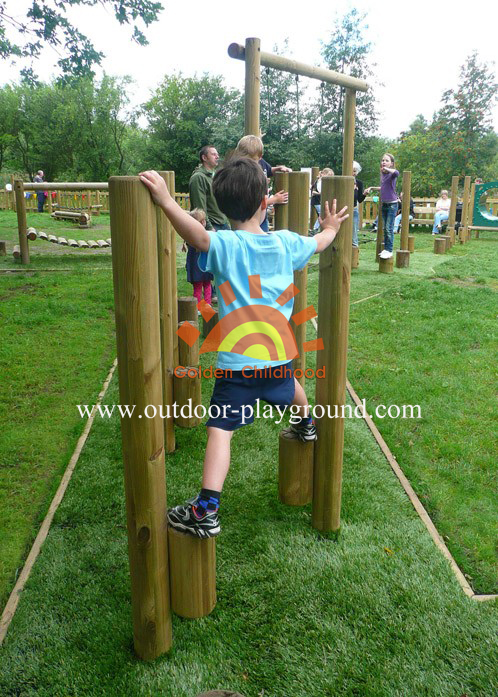 wooden balance stilts outdoor playground