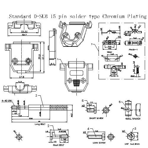 DBTS1-15XXX01 2 Standard D-SUB 15 pin solder type