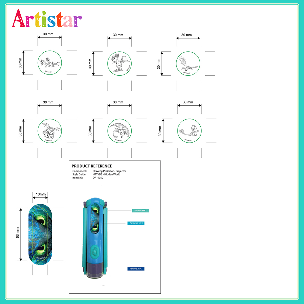 Dragon Drawing Projector Blister Card Set