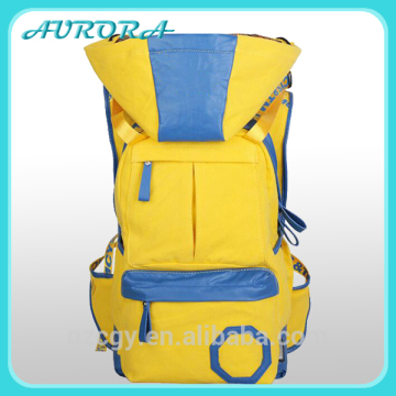 Guangzhou factory soft canvas girls fashion backpack college bags with leather