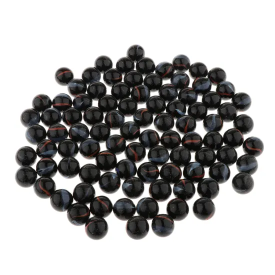 90 Pieces of 16mm Colored Glass Marbles, Kids Traditional Ball Game Toy Vase & Fish Tank Decoration - Black