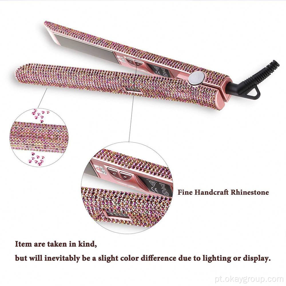 Máquina de ondulação de alisador de cabelo Blinged Diamond Flat Iron