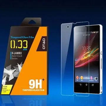9h 0.2mm 2.5D curved edge round angle tempered-glass screen protector for Sony Xperia-Z L36h