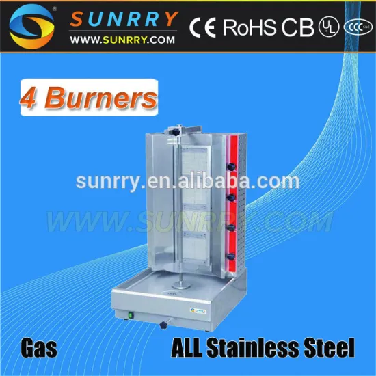Gas doner kebab machine with grill with 4 burners gas shawarma machine with grill (SUNRRY SY-SB700B)
