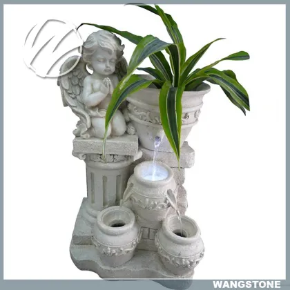 Stone Praying Little Angel Water Fountain