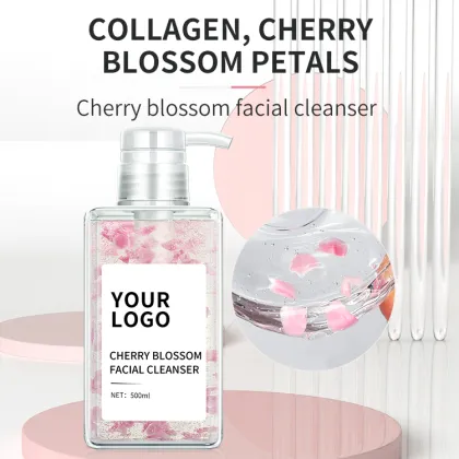 Customized New Brand Mild Non-Irritating Collagen Cherry Blossom Facial Cleanser