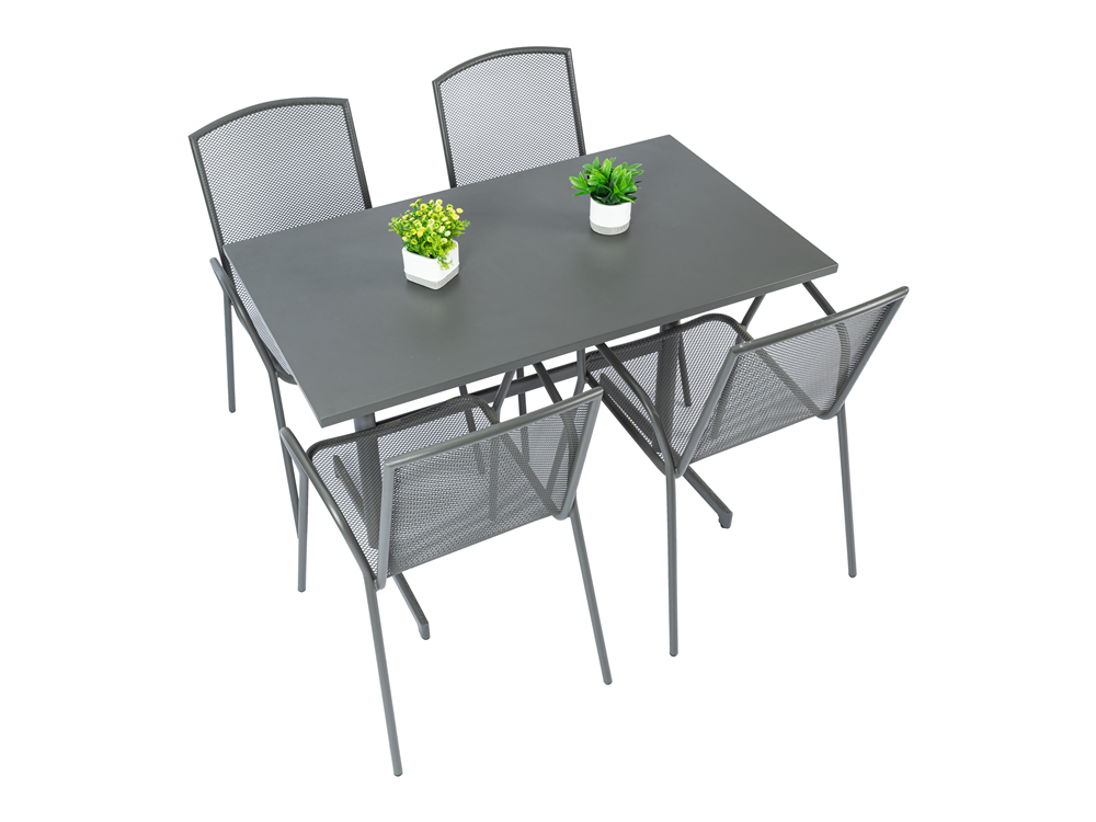 117*70cm Rectangle Folding Table and 4 Mesh Armchairs