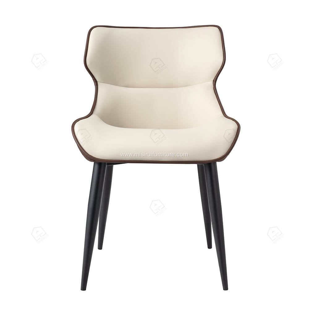 Italian minimalist white and brown color dining chairs