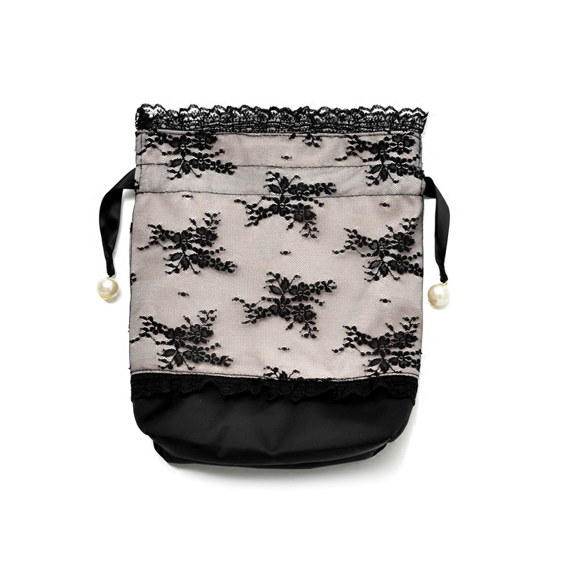 Satin Bag With Lace