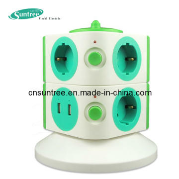 230V 3 Pin Socket Electrical Socket Power Socket with 2.1A USB Wall Socket Multi Vertical Socket