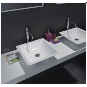 Counter top wash basin WB005 of solid surface-matte white-585x340x120mm
