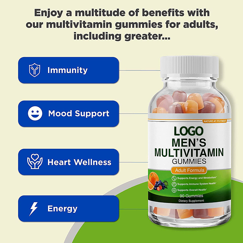 OEM/ODM Vegan Immune Support Multivitamin Gummies with Vitamin A, C, D3, E, B6, B12 for Energy Sipport